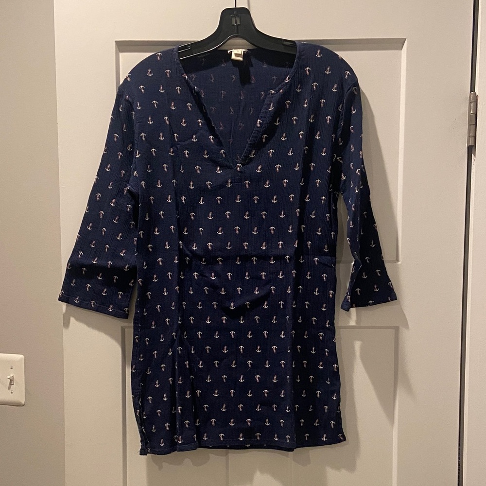 J. Crew Navy anchor print tunic top coverup